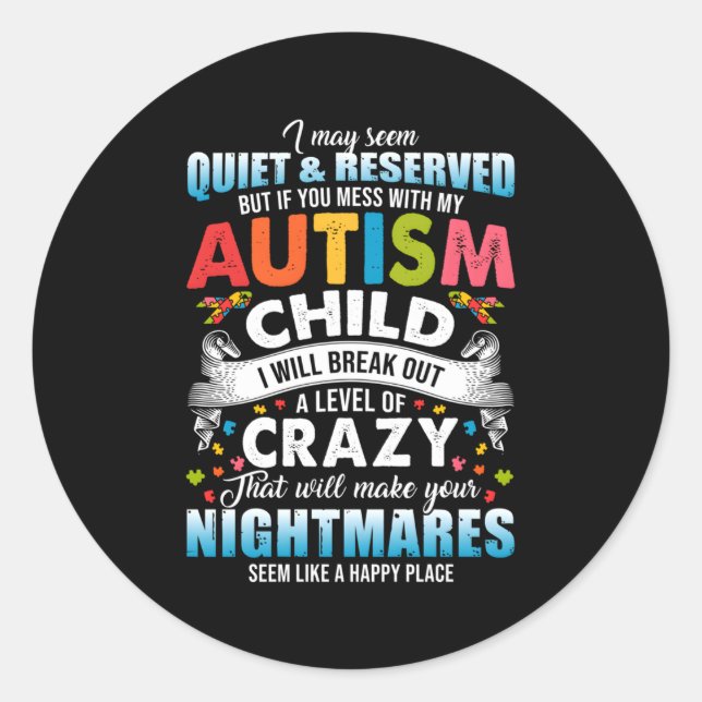 Sticker Rond Sensibilisation sur l'autisme autistique Pièces Fi (Devant)