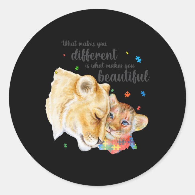 Sticker Rond Sensibilisation sur l'autisme Ce Qui Vous Fait Dif (Devant)