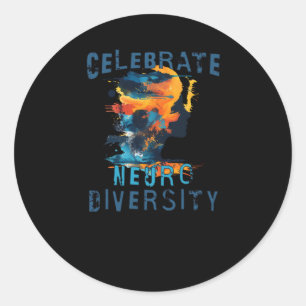 Sticker Rond Sensibilisation sur l'autisme Célébrer Neuro Diver