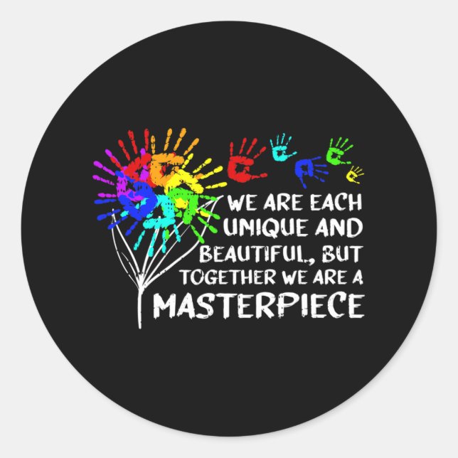 Sticker Rond Sensibilisation sur l'autisme Chef-d'oeuvre unique (Devant)