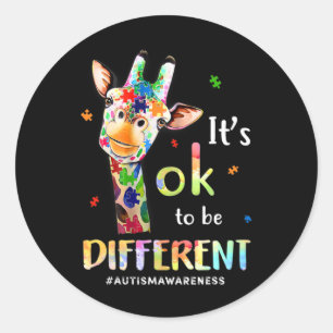 Sticker Rond Sensibilisation sur l'autisme Cute Giraffe Animal