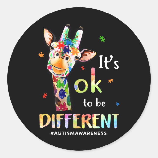 Sticker Rond Sensibilisation sur l'autisme Cute Giraffe Animal  (Devant)