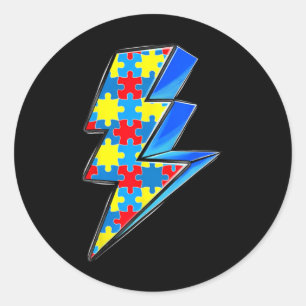 Sticker Rond Sensibilisation sur l'autisme de jour de puzzle de