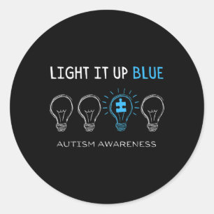 Sticker Rond Sensibilisation sur l'autisme Éclairer Sur Bleu Ho