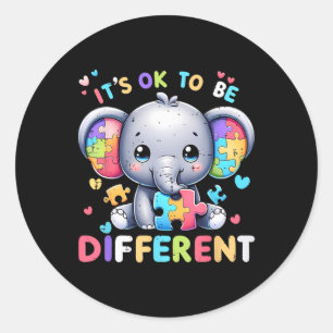 Sticker Rond Sensibilisation sur l'autisme Eléphante Mignonne I
