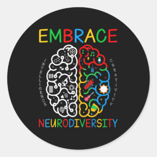 Sticker Rond Sensibilisation sur l'autisme Embrasser la neurodi