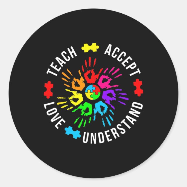 Sticker Rond Sensibilisation sur l'autisme Enseignant Puzzle Ap (Devant)