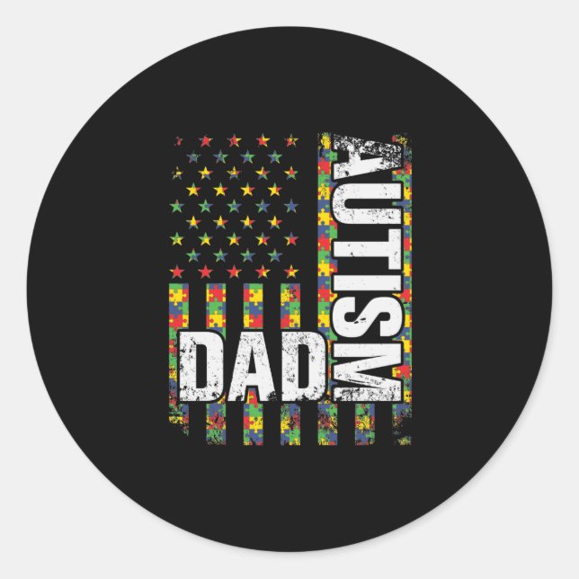 Sticker Rond Sensibilisation sur l'autisme Fier Autisme Papa Vi (Devant)