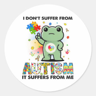 Sticker Rond Sensibilisation sur l'autisme Funny Frog Meme Auti
