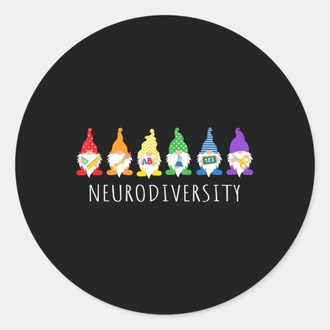 Sticker Rond Sensibilisation sur l'autisme Gnome Cadeaux De Neu (Devant)