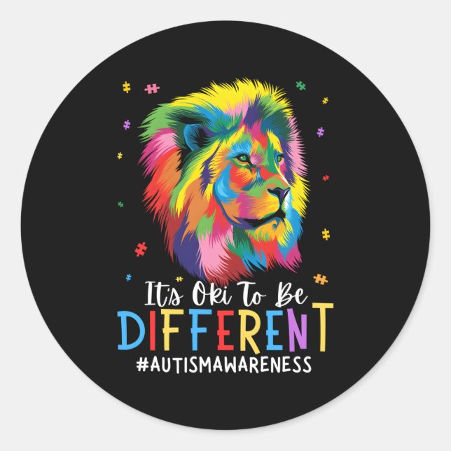 Sticker Rond Sensibilisation sur l'autisme Il Est Oki D'Être Un (Devant)