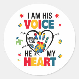 Sticker Rond Sensibilisation sur l'autisme Maman Chemise Je Sui