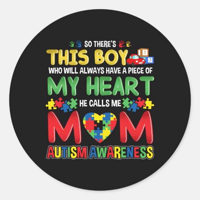 Sticker Rond Sensibilisation sur l'autisme Maman Mère Voir de v (Devant)