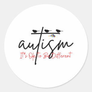 Sticker Rond Sensibilisation sur l'autisme Oiseau Mignonne Anim