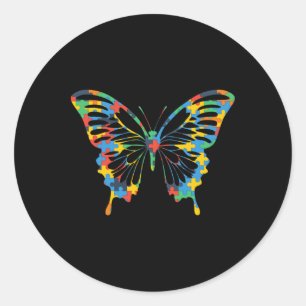 Sticker Rond Sensibilisation sur l'autisme papillon Extraordina