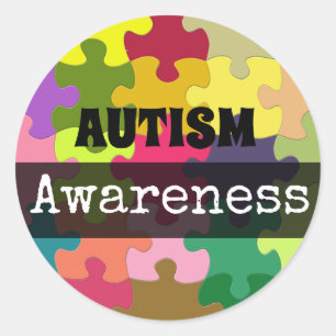 Sticker Rond sensibilisation sur l'autisme Puzzle pièces Stick