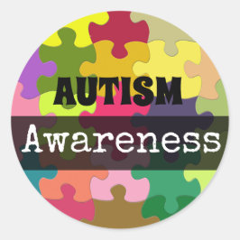Sticker Rond Sensibilisation sur l'autisme Puzzle pièces Sticke