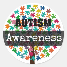 Sticker Rond Sensibilisation sur l'autisme Puzzle pièces Sticke
