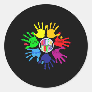 Sticker Rond Sensibilisation sur l'autisme Signal Langue Main P