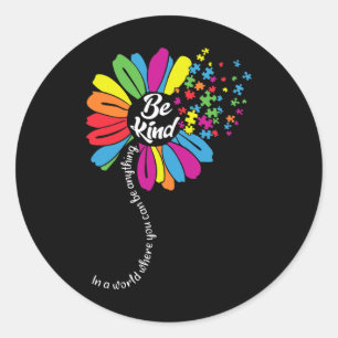 Sticker Rond Sensibilisation sur l'autisme Soyez Gentil En Un M