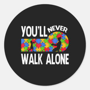 Sticker Rond Sensibilisation sur l'autisme Vous Ne Marcherez Ja