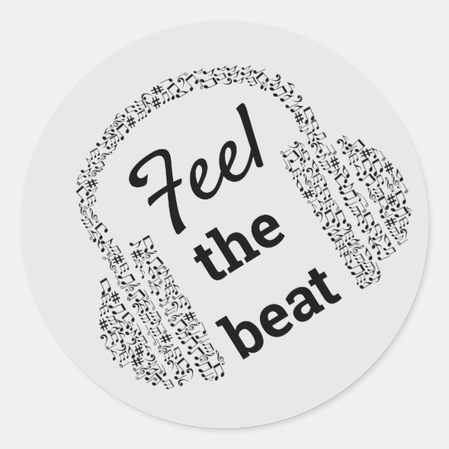 Sticker Rond Sentez le casque de musique battante moderne (Devant)