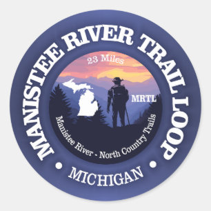 Sticker Rond Sentier de boucle de la rivière Manistee (rd2)