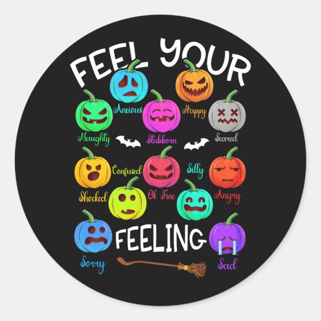 Sticker Rond Sentiments Citrouille Halloween Santé mentale Vous (Devant)