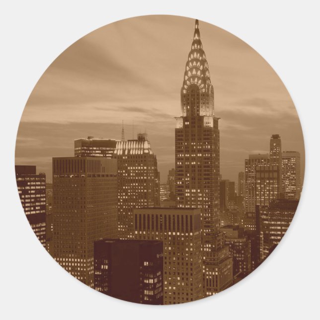 Sticker Rond Sepia Tone New York (Devant)