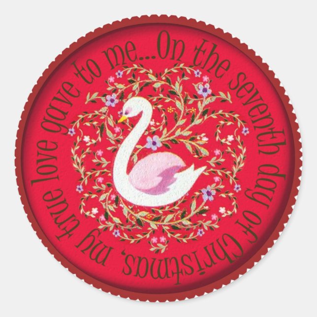 Sticker Rond Sept cygnes nageant (Devant)