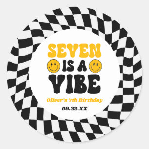 Sticker Rond Sept est une ambiance Rétro Septième 7ème Annivers