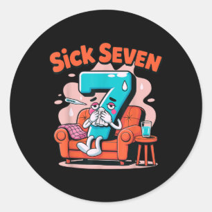 Sticker Rond Sept Malade 67 Costume de jeu de mots drôle Blague