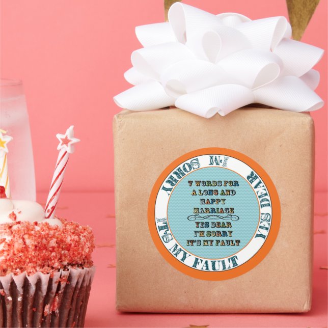 Sticker Rond Sept mots pour un mariage long et heureux (Fête)