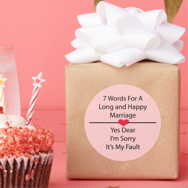 Sticker Rond Sept mots pour un mariage long et heureux (Fête)