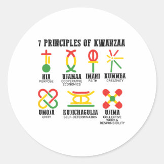 Sticker Rond Sept Principes De Kwanzaa Fier Africain-Américain
