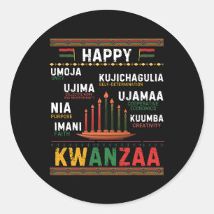 Sticker Rond Sept Principes De Kwanzaa Happy Kwanzaa 6