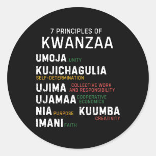Sticker Rond Sept Principes De Kwanzaa Happy Kwanzaa 7