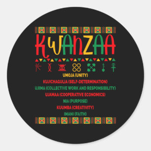 Sticker Rond Sept Principes De Kwanzaa Hommes Femmes Kwanzaa Pr