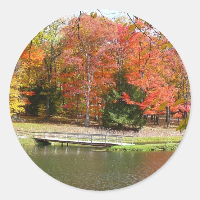 Sticker Rond Sept sources Pont d'automne III Paysage d'automne (Devant)