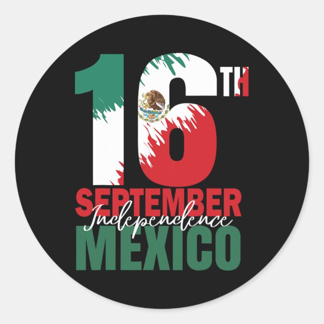 Sticker Rond Septembre Fête de l'Indépendance Mexicaine Chemise (Devant)