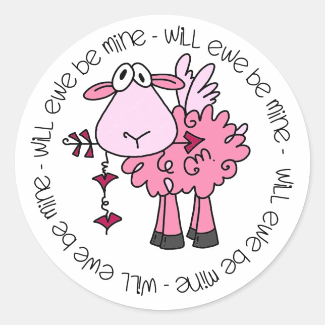 Sticker Rond Seras-Tu À Moi Valentine ? (Devant)