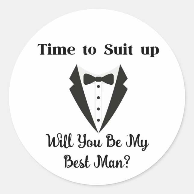 Sticker Rond seras-tu mon témoin, proposition smoking élégant (Devant)