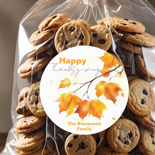 Sticker Rond Serene Vivant Automne Maple Feuilles Thanksgiving