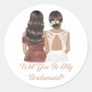 Sticker Rond serez-vous ma demoiselle d'honneur, mariage de scr