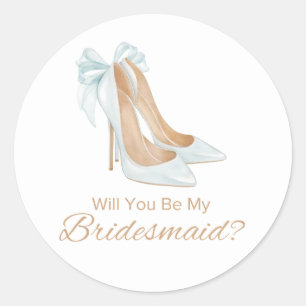 Sticker Rond serez-vous ma demoiselle d'honneur, talons mariage