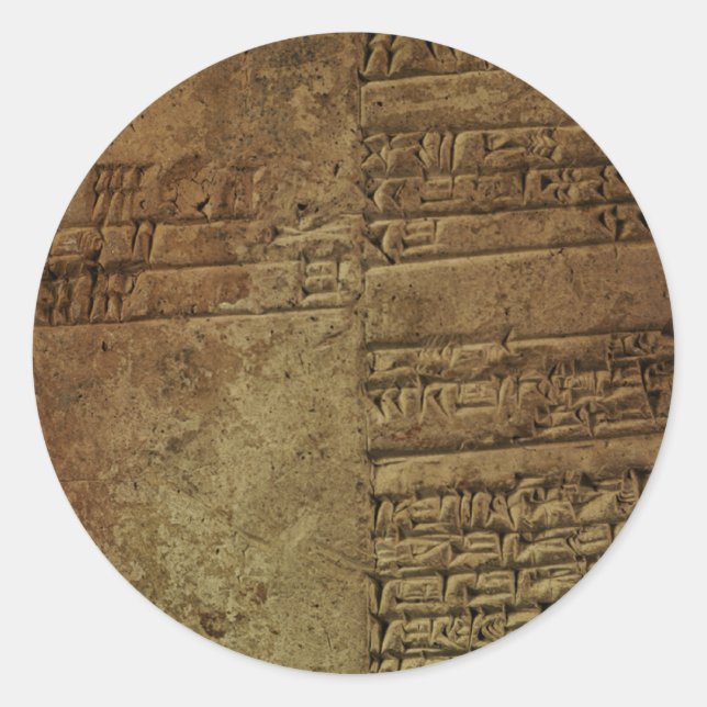 Sticker Rond Série de cadeaux "Sumerian Cuneiform Writing" (Devant)