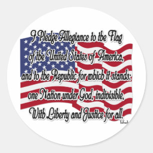 Sticker Rond Serment de fidélité avec le drapeau des USA