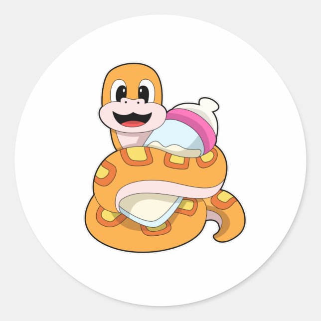 Sticker Rond Serpent avec bouteille Baby (Devant)