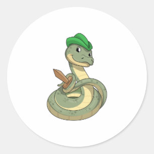 Sticker Rond Serpent avec épée