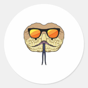 Sticker Rond Serpent avec lunettes de soleil